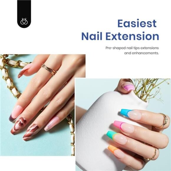 Gel Nail Kit Easy Nail Extension Set With 500Pcs Medium Coffin Shaped Tips - Picture 3 of 7